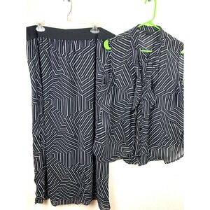 Worthington dress suit women's 1X black white geometric Zebra full length skirt